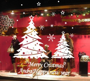 karácsonyi dekoráció, ablakdekoráció, kirakat dekoráció, üzlet díszítés, nyomda